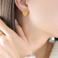 Intertwined Heart Pendant Necklace Stud Earrings Gold Steel view 7