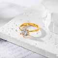 Gold and Silver Tone Solitaire Crystal Adjustable Rings view 3