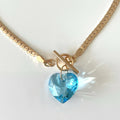 Gold Tone Snake Chain Faceted Heart Toggle Pendant Necklace view 6