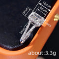 Silver Tone Rectangular Crystal Halo Split Shank Ring view 4