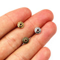 Floral Wheel Spacer Beads in Silver Gold and Bronze Tones view 3