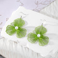 Silver Tone Mesh Flower Faux Pearl Hook Earrings in Five Colors view 3