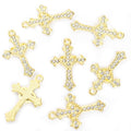 Crystal-Accented Gold Silver Cross Alloy Pendant Components in 2 Styles view 6