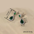 Two-Tier Pear-Shaped Halo Drop Earrings In Six Color Variants view 4