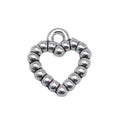 Antique Silver Beaded Heart Outline Pendant Charms view 3