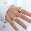 Gold And Steel Rose Engraved Signet Rings Multi Size view 3