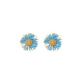 Blue Woven Daisy Stud Earrings With Gold Tone Centers view 5
