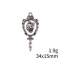 Skull Hand Mirror Charms in Silver and Red Enamel Styles view 5