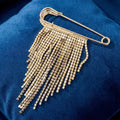 Rhinestone Fringe Safety Pin Brooch Crystal Tassel Pin view 4