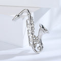 Rhinestone Saxophone Brooch Metal Instrument Silver Gold Pin view 6