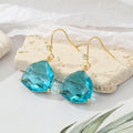 Gold Tone Large Faceted Crystal Teardrop Hook Earrings in Seven Colors view 5