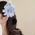 Fabric Bloom Duckbill Hair Clips Pearl Chain Three Styles view 3