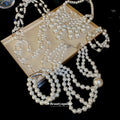 White Pearl Multi-Strand Necklaces Bib Set Gold Floral Styles view 3