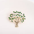 Green Leaf Tree Brooch with Gold Tone Trunk Decorative Accessory view 4