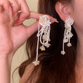 Pastel Flower and Bead Cluster Statement Drop Earrings view 4