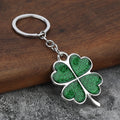 Green Glitter Four-Leaf Clover Metal Keychain, Four Styles view 4