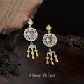 Gold Tone Multicolor Dreamcatcher Star Tassel Stud Earrings view 4