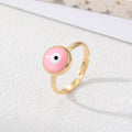 Gold and Silver Tone Round Enamel Evil Eye Adjustable Open Rings in Eight Colors view 8