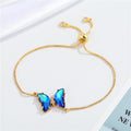 Gold Tone Faceted Crystal Butterfly Slider Bracelets in Five Colors view 7