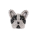 Black Silver Tone Dog Crystal Enamel Metal Brooch Pin view 1