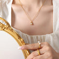 Gold Organic Wrap Pearl Pendant Necklace On Fine Chain view 1