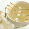 Gold Curb Chain Freshwater Pearl Choker and Hoop Earrings view 4