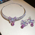 Pink Crystal Necklace Earring Jewelry Pieces Multiple Styles view 8