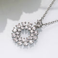 Silver Tone Open Floral Wreath Pendant Necklace With Polished Clear Stone Detail view 4