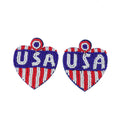 Seed Bead Patriotic USA Heart Cactus Flip Flop Dangle Earrings view 5