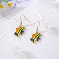 Colorful Enamel Tropical Fish Drop Earrings Gold Hooks 9 Styles view 2