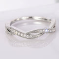 Twisted Leaf Clear Stone Slim Band Ring In Silver Tone view 5