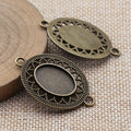 Mixed Finish Metal Double Loop Oval Bezel Connector For Jewelry Making view 4
