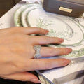 Clear Stone Bow Statement Ring In Polished Silver Tone view 4