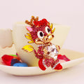 Red Rhinestone Dragon Keychain With Clear Heart-Shaped Stone view 3
