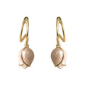 Gold Huggie Hoop Pink Enamel Tulip Charm Drop Earrings view 5