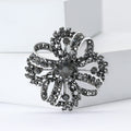 Dark Crystal Openwork Flower Brooch With Looping Petals view 2