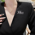 Crystal Kiss Script Brooch Clear Heart Center Gold Silver view 2