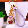 Jeweled Heart Fortune Pouch Keychains with Braided Wrist Loops view 9