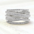 Layered Crisscross Pave Band Ring In Three Metal Tones view 1