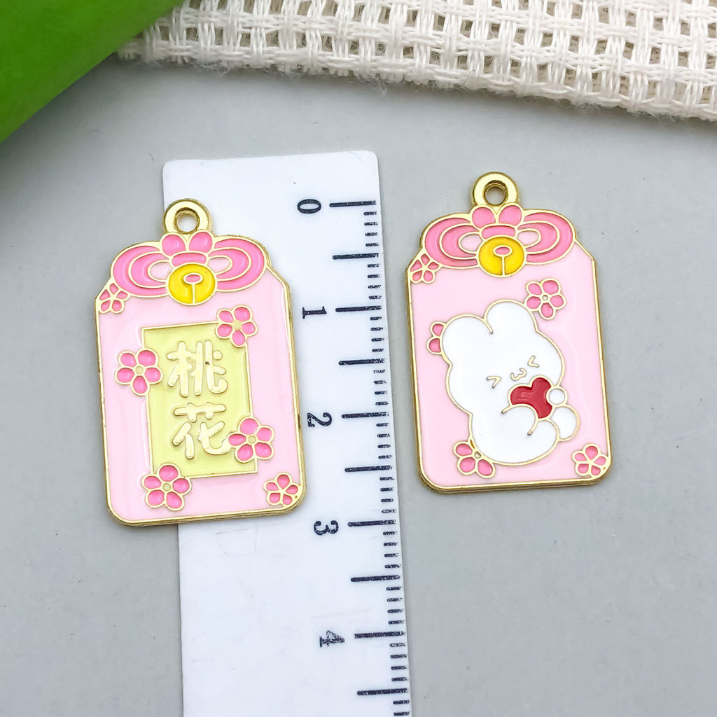 Zinc Alloy Enamel Omamori Blessing Charm Pendant for DIY Keychain Jewelry