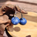 Realistic Blue Resin Blueberry Dangle Earrings Silver Hooks view 2