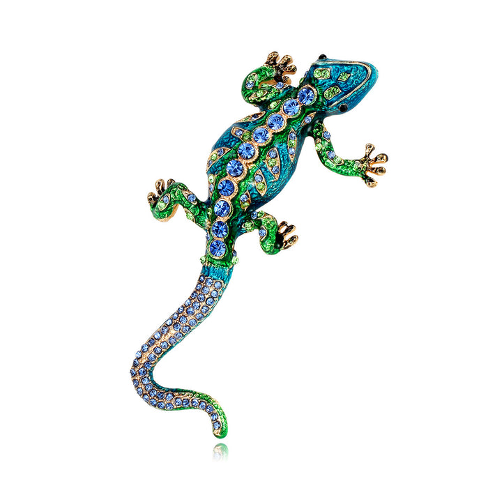 Lizard Crystal Enamel Two Designs Metal Brooch Pin