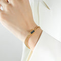 Double Curb Chain Rectangle Zircon Necklace Bracelet Set view 8