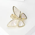 Mother of Pearl Butterfly Brooch Pearl Body Silver Gold view 3