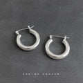 Thick Polished Tube Hoop Earrings Gold and Silver Tone view 1