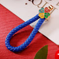 Braided Wrist Strap Keychain Components with Four-Leaf Metal Caps view 6