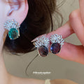 Oval Crystal Floral Studs Necklaces and Rings Six Options view 4