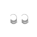 Silver Open C-Hoop with Clear Teardrop Fringe Earrings view 5