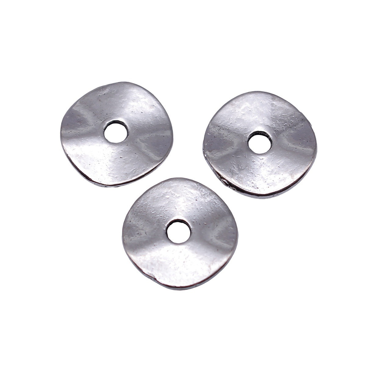 14x14x1.4mm 0.85g Antique Silver Tone Zinc Alloy Wavy Irregular Round Disc Spacer Beads for DIY Jewelry
