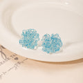 Blue Hydrangea Cluster Gold Tone Statement Stud Earrings view 2
